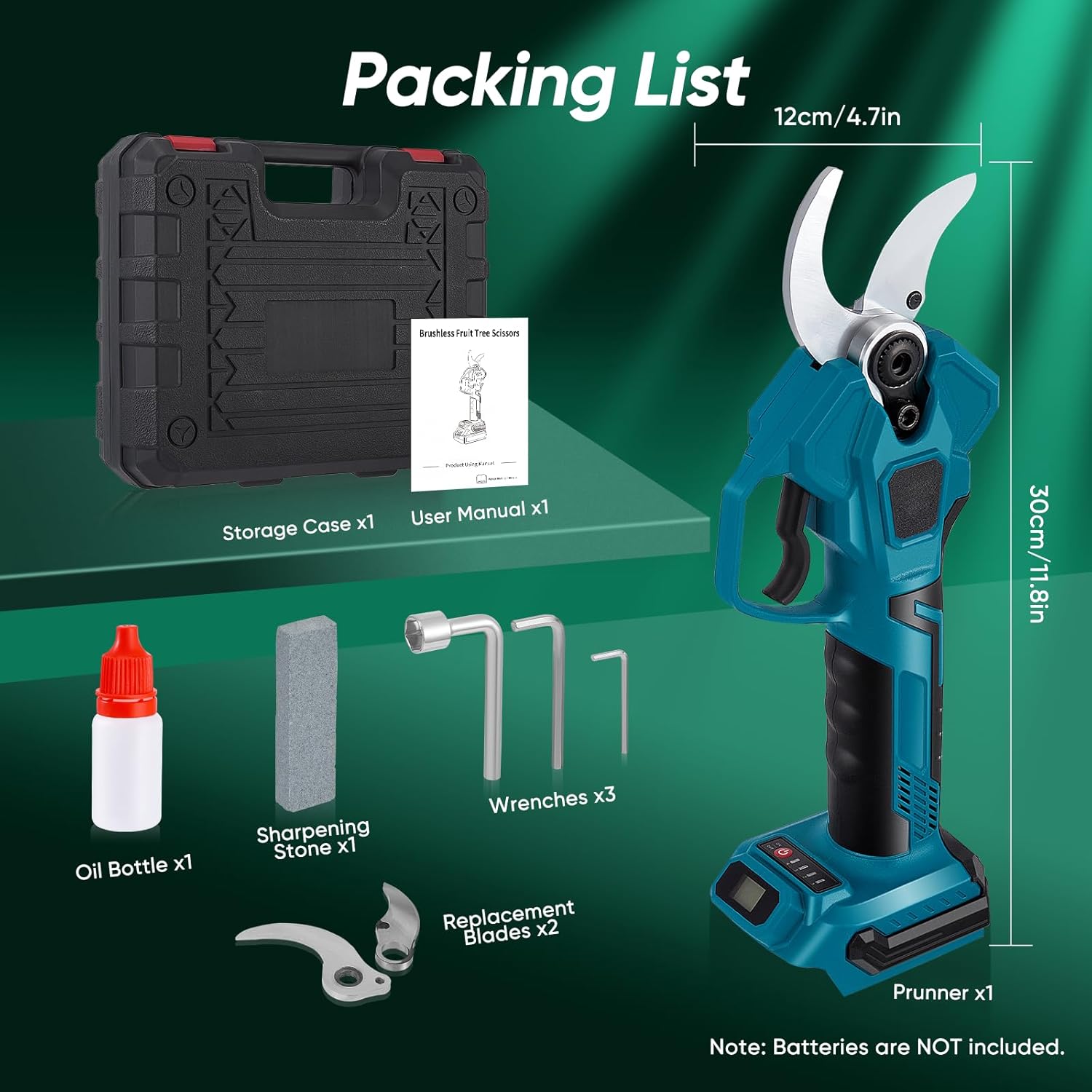 HIUYRFS Cordless Pruning Shears Professional 40mm 800W Brushless Motor Electric Shears with LED Counter Compatible with Makita 18V Batteries