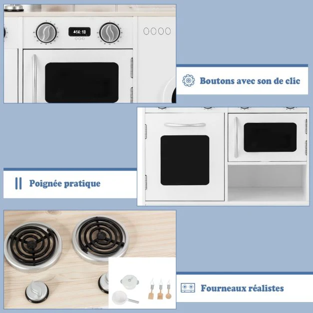 Cucina per bambini in legno 3 anni + cucina per bambini con effetti luminosi e sonori lavatrice microonde