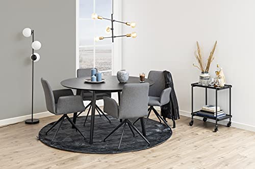 AC Design Furniture Naila Carver Sedia da Pranzo 1 pezzo Sedia da Cucina Con Braccioli Rivestimento Grigio Gambe in Metallo Nero Con Girevole H: 88 x L: 59 x P: 59 cm : Amazon.it: Casa e cucina