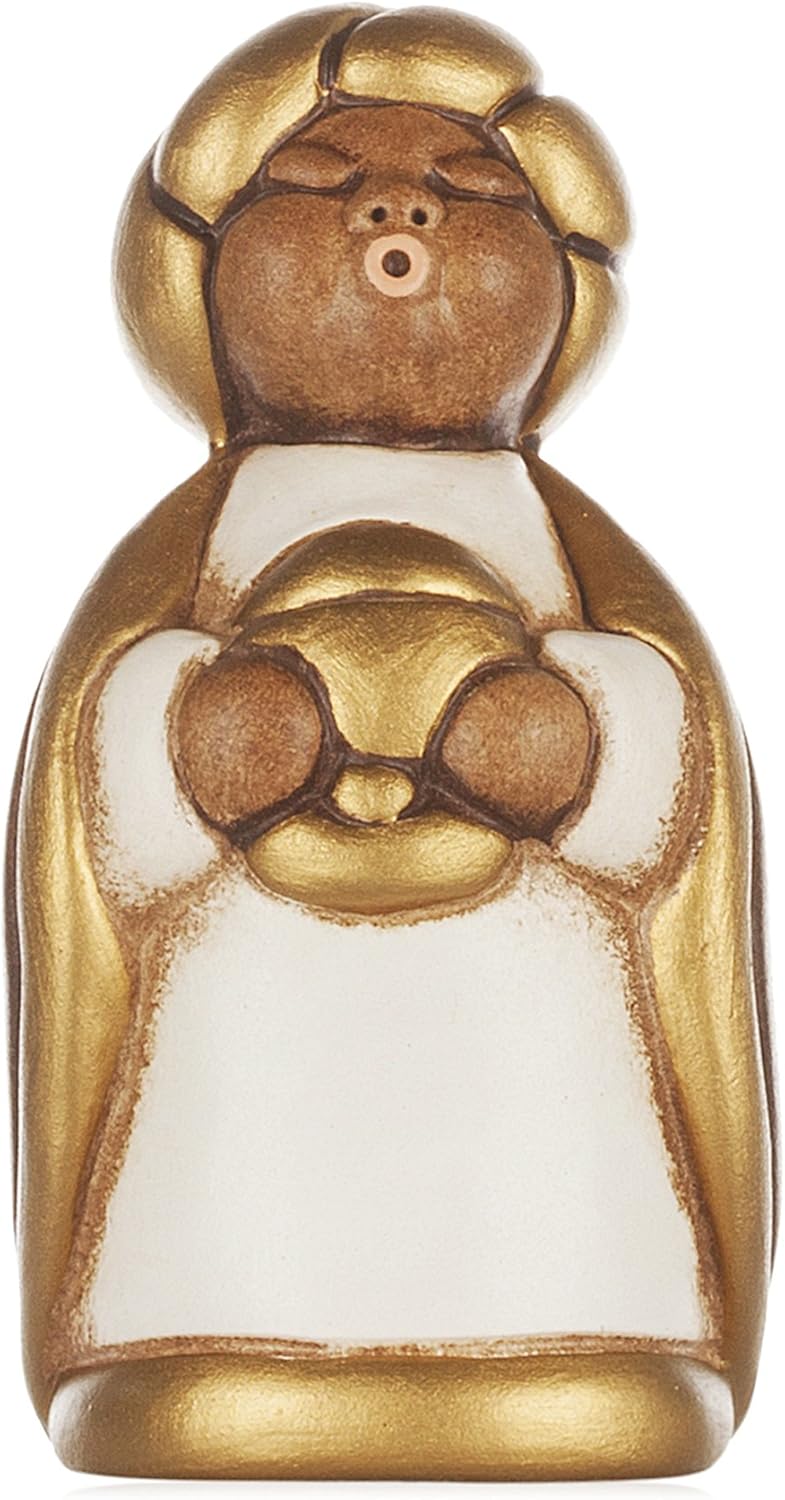 THUN® - Re Magio Melchiorre con Oro - Versione Bianca - Statuine Presepe Classico - Ceramica - I Classici