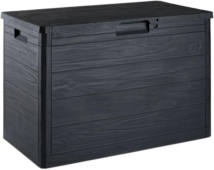 MA MAISON Baule Cassapanca 160 Litri Effetto Legno Contenitore Stoccaggio in Resina Grigio Tortora Dimensioni 77,5x44,5x53h cm da Esterno e Interno Resistente ai Raggi Uv - Made in Italy