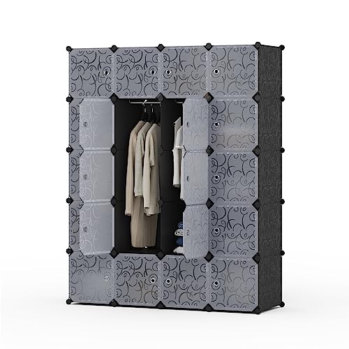 Mondeer Armadio, Legno Polipropilene (PP) Metallo Plastica Acrilonitrile butadiene stirene (ABS), Nero, Semitrasparente, Bianco, 14547181cm : Amazon.it: Casa e cucina