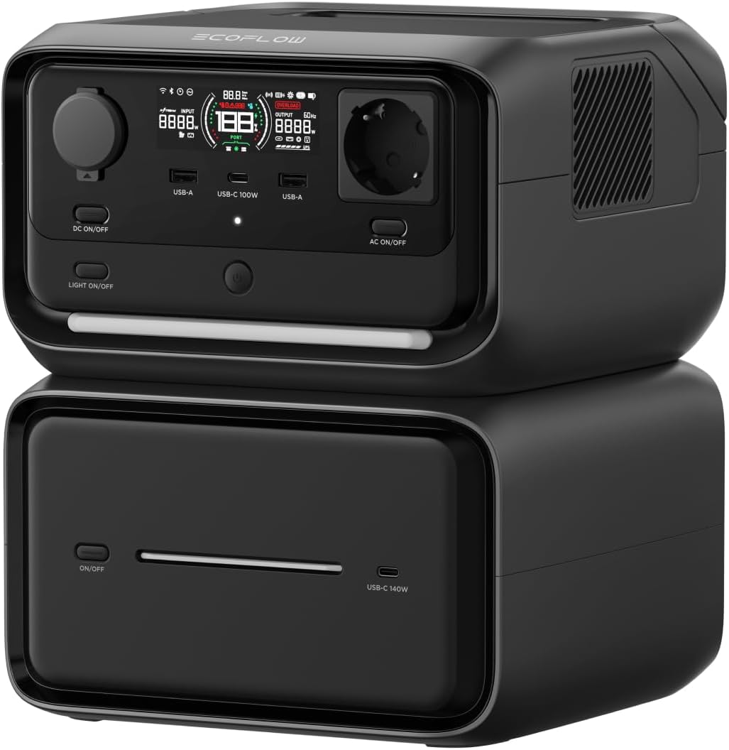 EcoFlow RIVER 3 Plus Portable Power Station & 100W Charger, LFP 286Wh Battery, 1200W Output | 16 Hours Battery Life for Appliances <100 W | Expandable to 858 Wh| UPS <10 ms for Camping and Motorhome