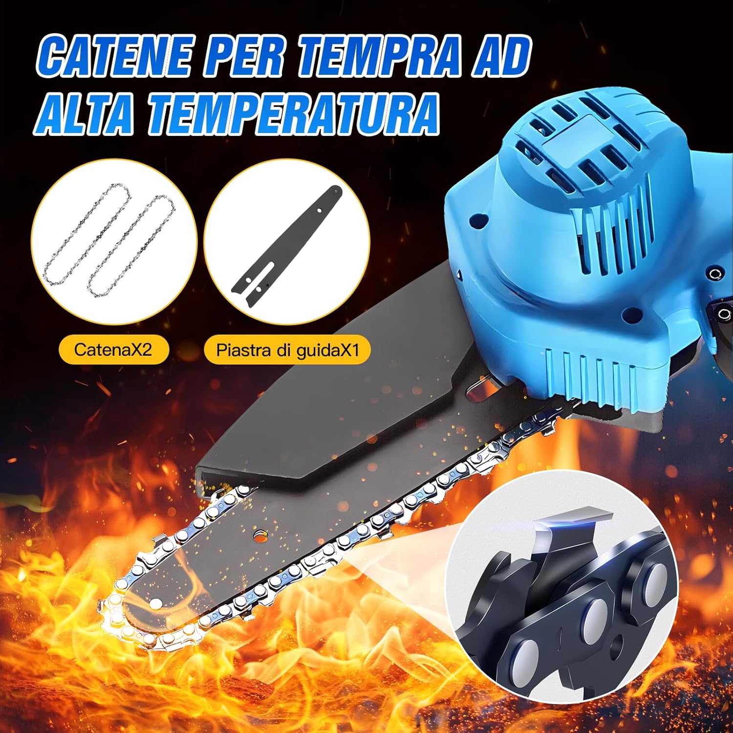 Cordless Pruning Shears, Cordless Hacksaw, Chainsaw Kit and Battery Scissors, 2 Batteries 48 V 2000 mAh, Comes with Chain and Scissors