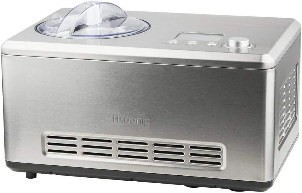 H.Koenig Gelatiera Professionale HF320, Gelatiera Elettrica 2L, 180 W, Refrigeratore e Raffreddatore, Preparazione Rapida, Compressore - Yogurt Gelato, Sorbetto e Gelato