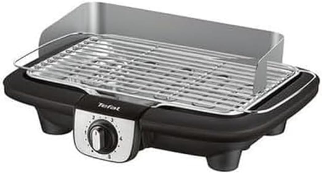 Tefal BG90A810 Easy Grill Grigliatutto, 2300 W, Termostato Regolabile, Vassoio di Raccolta Acqua, Riduzione Odori, acciaio-nero