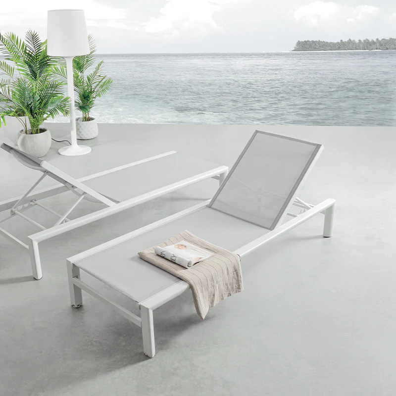 Andrea Bizzotto Lettino Sdraio Prendisole Konnor con ruote Impilabile Bianco 195x78 cm