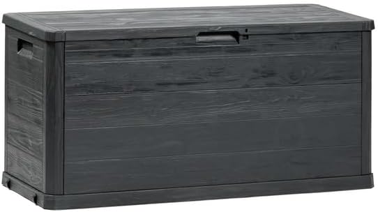 MA MAISON Baule Cassapanca 280 Litri Effetto Legno Contenitore Stoccaggio in Resina Antracite Dimensioni 117x45x56h cm da Esterno Resistente ai Raggi Uv - Made in Italy