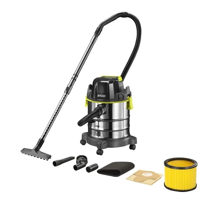 RYOBI 18 V ONE  Cordless 4,75 galloni vuoto umido e secco (solo utensile) con tubo, strumento per fessure, ugello per pavimento e bacchette di estensione : Amazon.it: Fai da te