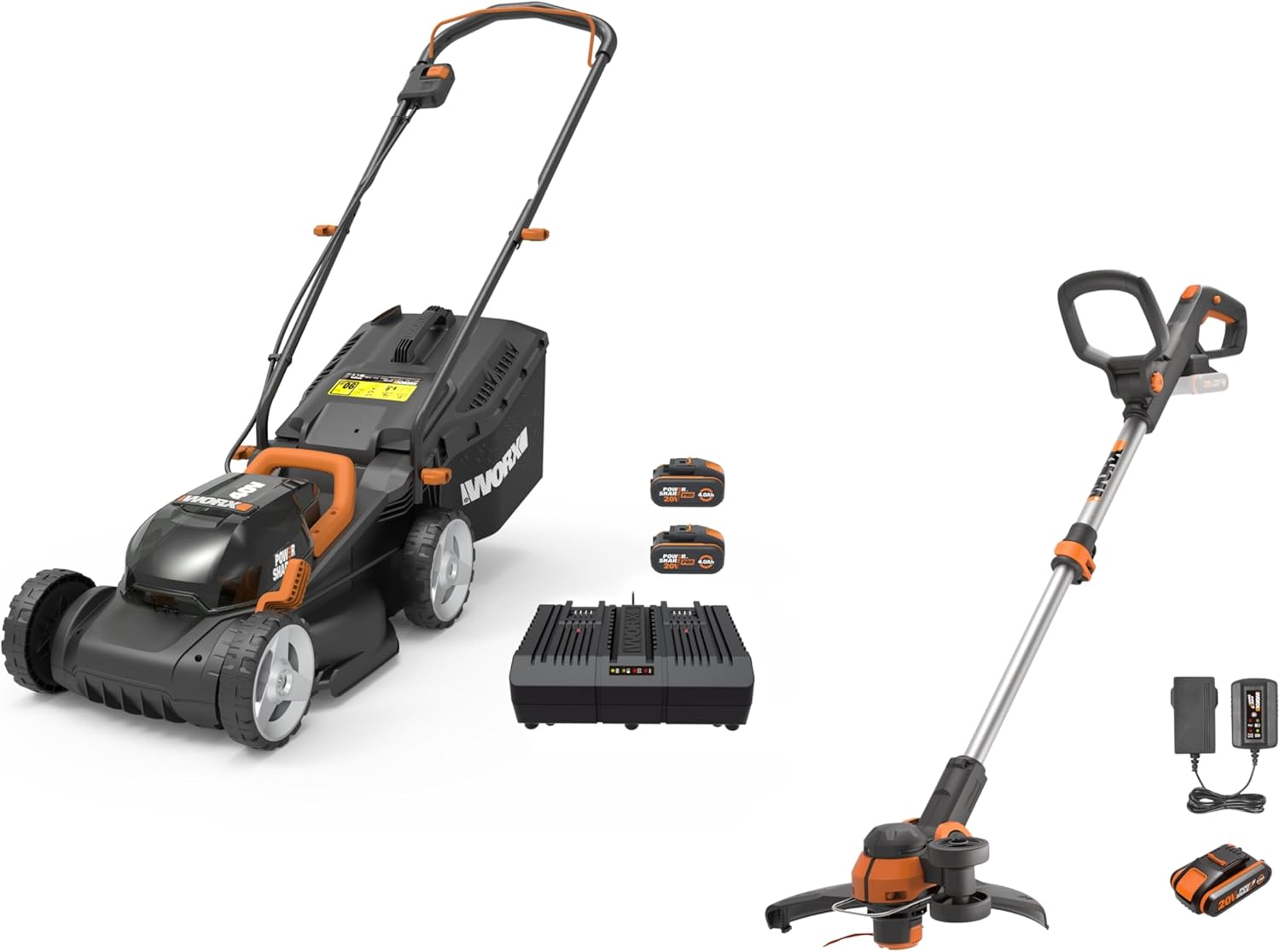 WORX WG743E Tosaerba a batteria 40 V – funzione di pacciamatura e batteria PowerShare – senza cavo – ideale per giardini fino a 500 m2