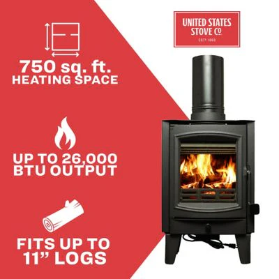 Stufa a legna piccola US Stove da 750 piedi quadrati