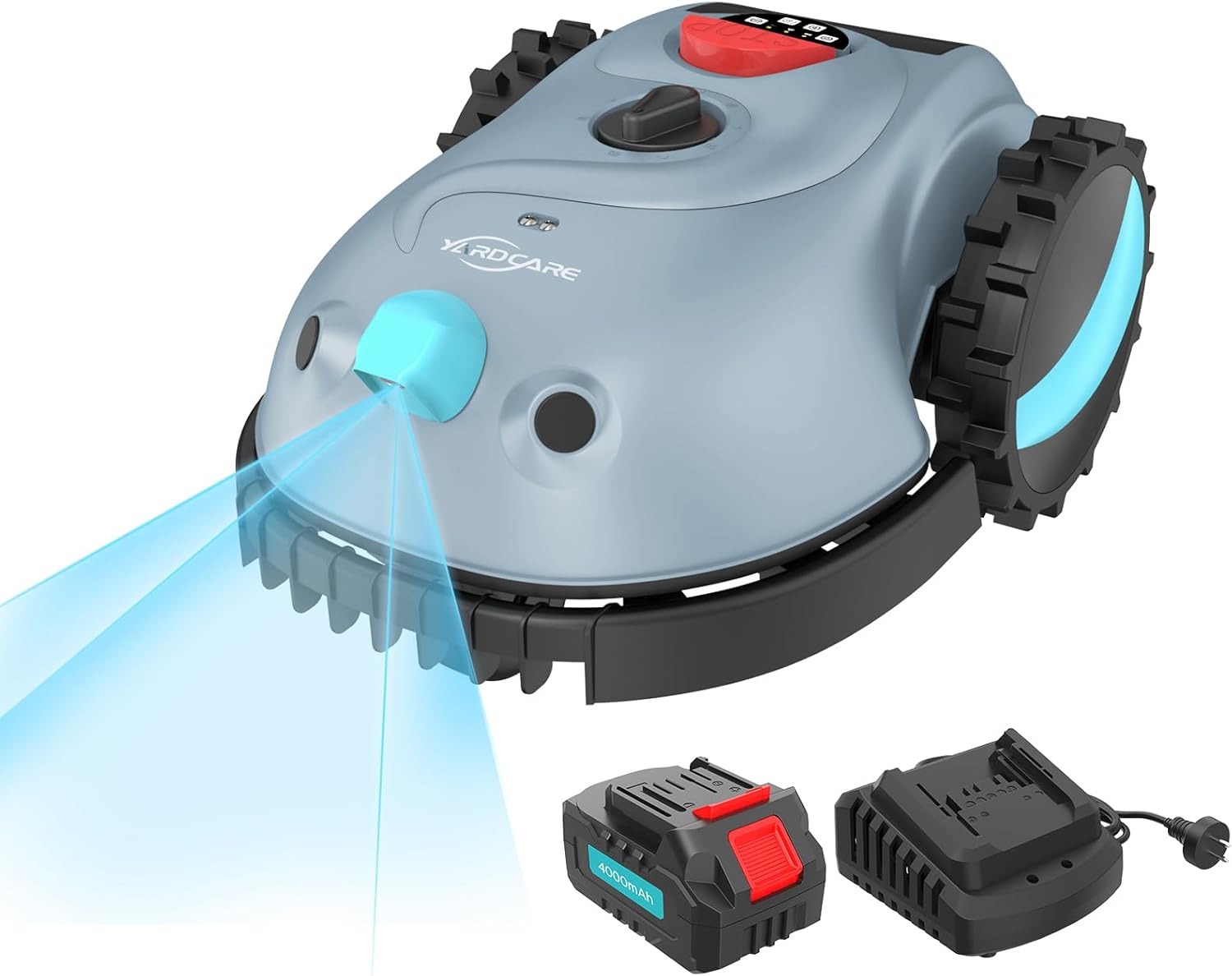 YARDCARE V100 Robot Tagliaerba Senza Filo Perimetrale, Navigazione Visiva, Evita gli Ostacoli(150 tipi), Robot Tosaerba a Batteria da 4,0 Ah con Lama di Ricambio