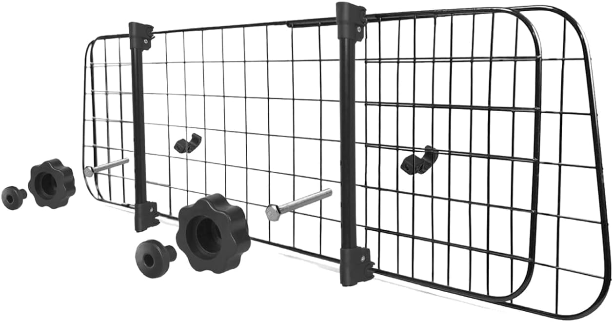 Nobleza-Barriera Protettiva per Auto per Cani,Separatore per Auto per Cani Universale Estensibile Barriera per Auto Barriera di Sicurezza a Griglia, 96-145x30cm in Acciaio