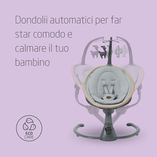 Maxi Cosi Cassia Sdraietta Neonati Elettrica per Bambini, 0 6 mesi, max 9 kg, Altalena Neonato Girevole 360°, Reclinabile, Rilevamento Automatico Movimento, 5 Velocità, 12 Melodie, Beyond Grey : Prima infanzia