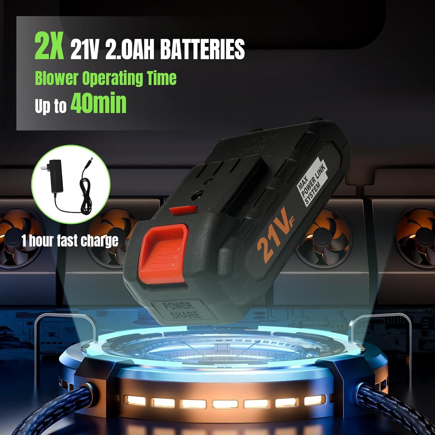 2 in 1 Electric Leaf Blower 21V Cordless Leaf Shredder with Battery and Charger 15000g/min Speed Lawn Care Snow Removal (2 Batteries)