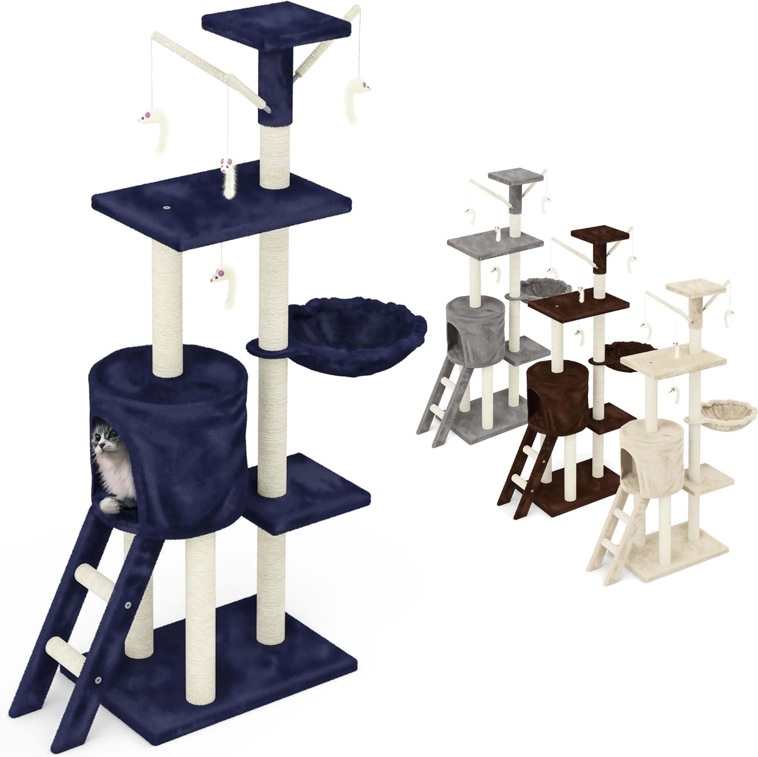 Beltom® Cat Puller 140 cm Playground Kennels Cat Scratching Sisal Cuiccia Tree Scratching Gym – Grey