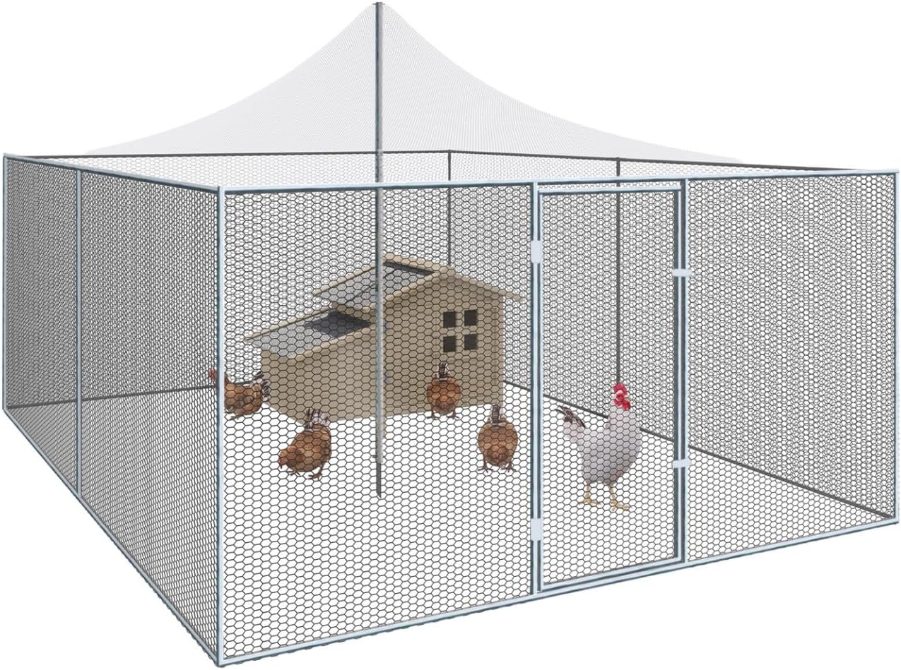 IDMarket - Voliera 12 m虏 recinto pollaio 3 x 4 m Parco a rete in acciaio zincato