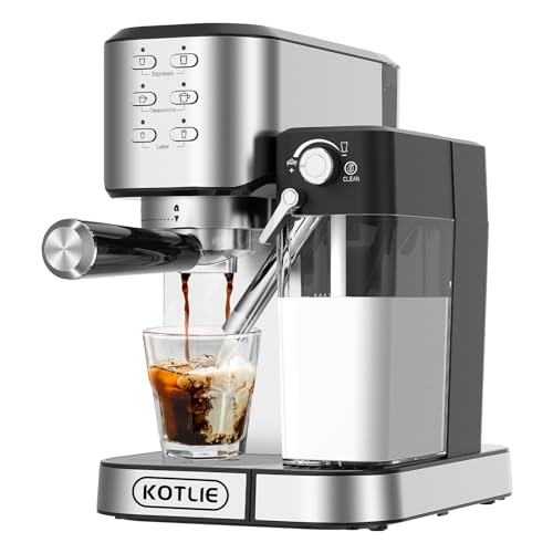 KOTLIE CM5180 Macchina per Espresso con Montalatte Automatico per Espresso, Cappuccino, Latte, serbatoio del latte rimovibile da 700 ml, serbatoio dell'acqua da 1000 ml, 20 Bar, 1350 W : Amazon.it: Casa e cucina