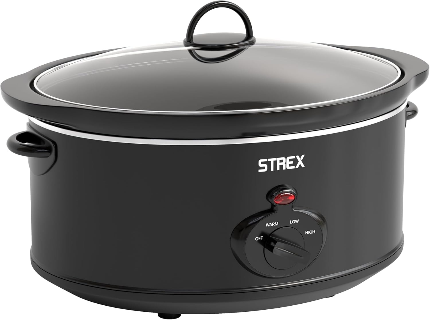 Strex Pentola a cottura lenta 6,5 L - Pentola interna in ceramica rimovibile - Funzione di mantenimento in caldo - Slow Cooker - Nero