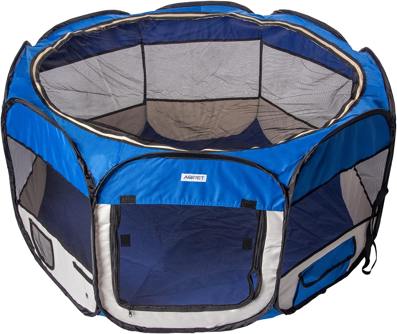 AQPET Playpen for Pets Dogs and Cats Puppies Folding Waterproof Fabric (Black, Black)