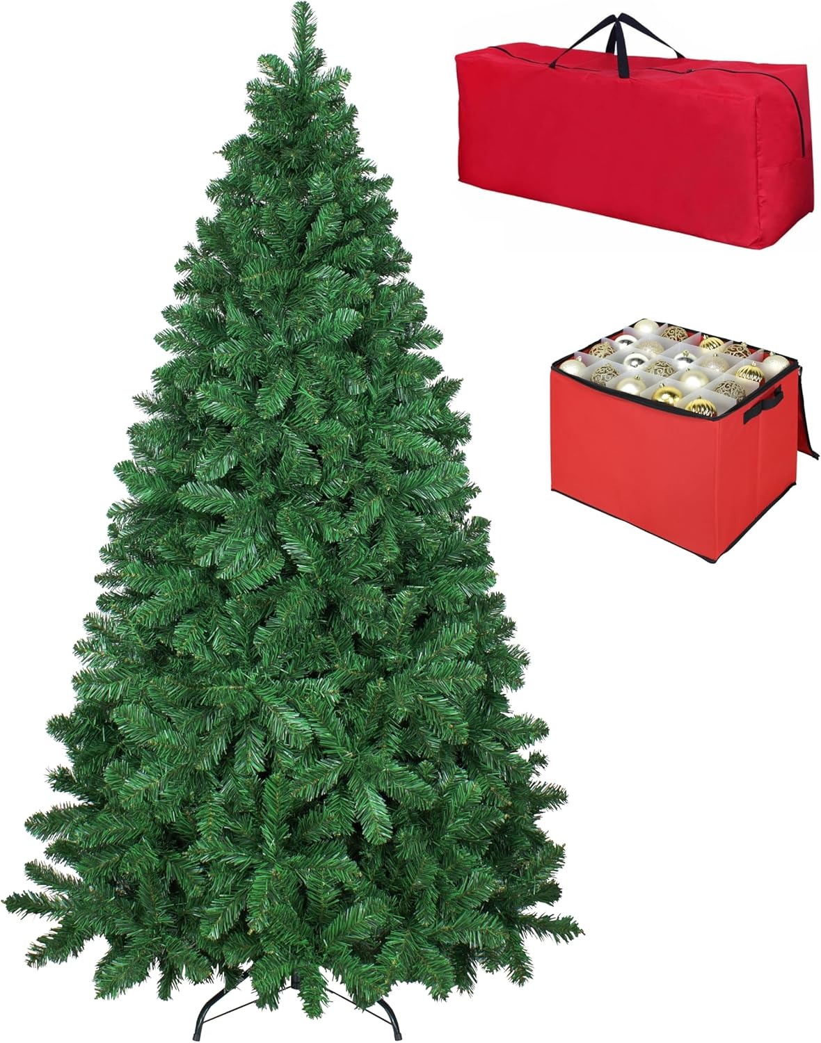 Totò Piccinni Albero di Natale Artificiale NOEL, Folto, Effetto Realistico, Rami a Gancio, Facile Montaggio, PVC, Ignifugo con Borsone (210 cm, Verde)