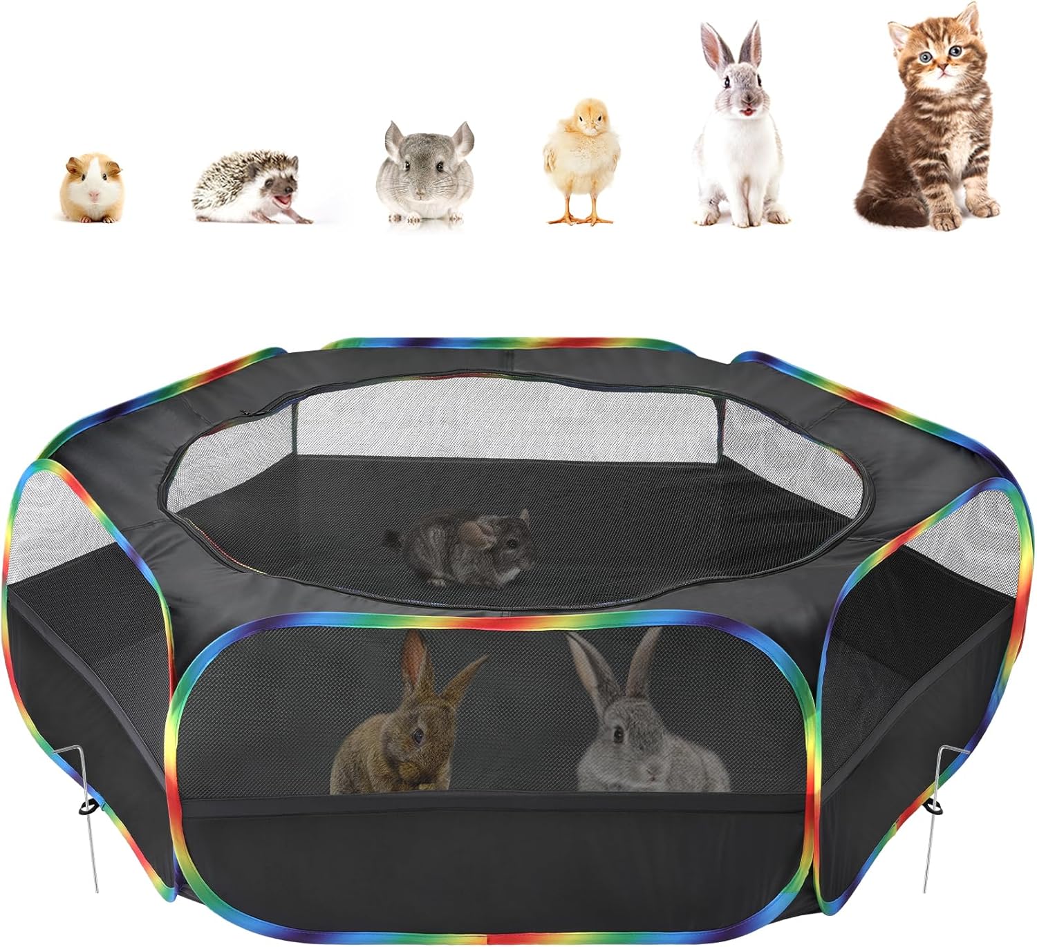 Pawaboo Recinto per Animali Domestici, Box per Animali Piccoli, Tenda per Gatti Cani Cuccioli, Portatile Gabbia, Recinzione in Tessuto Oxford e a Rete, Resistente e Pieghevole, Avocado Verde