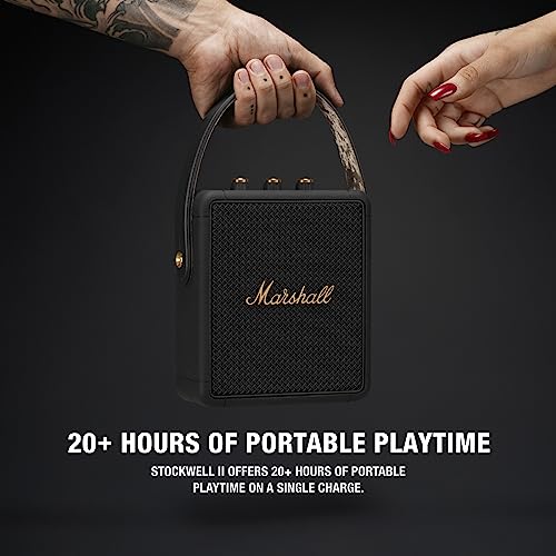 Marshall Stockwell II Bluetooth Altoparlante Portatile, Senza fili Casse, Impermeabilità IPX4, 20 ore riproduzione Nero e ottone : Elettronica