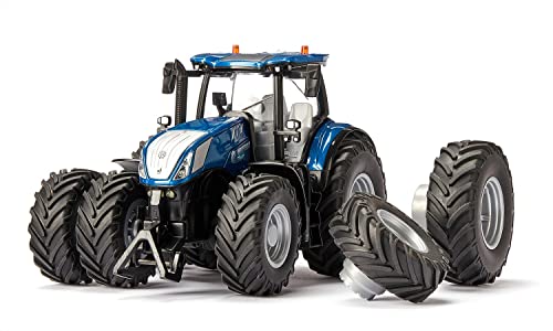 siku 6739, Trattore New Holland T7.315, 1:32, Blu, Metallo e Plastica, Telecomandato, Incluso Telecomando Bluetooth, Con Pneumatici Doppi Rimovibili, Possibile Controllo tramite App : Giochi e giocattoli