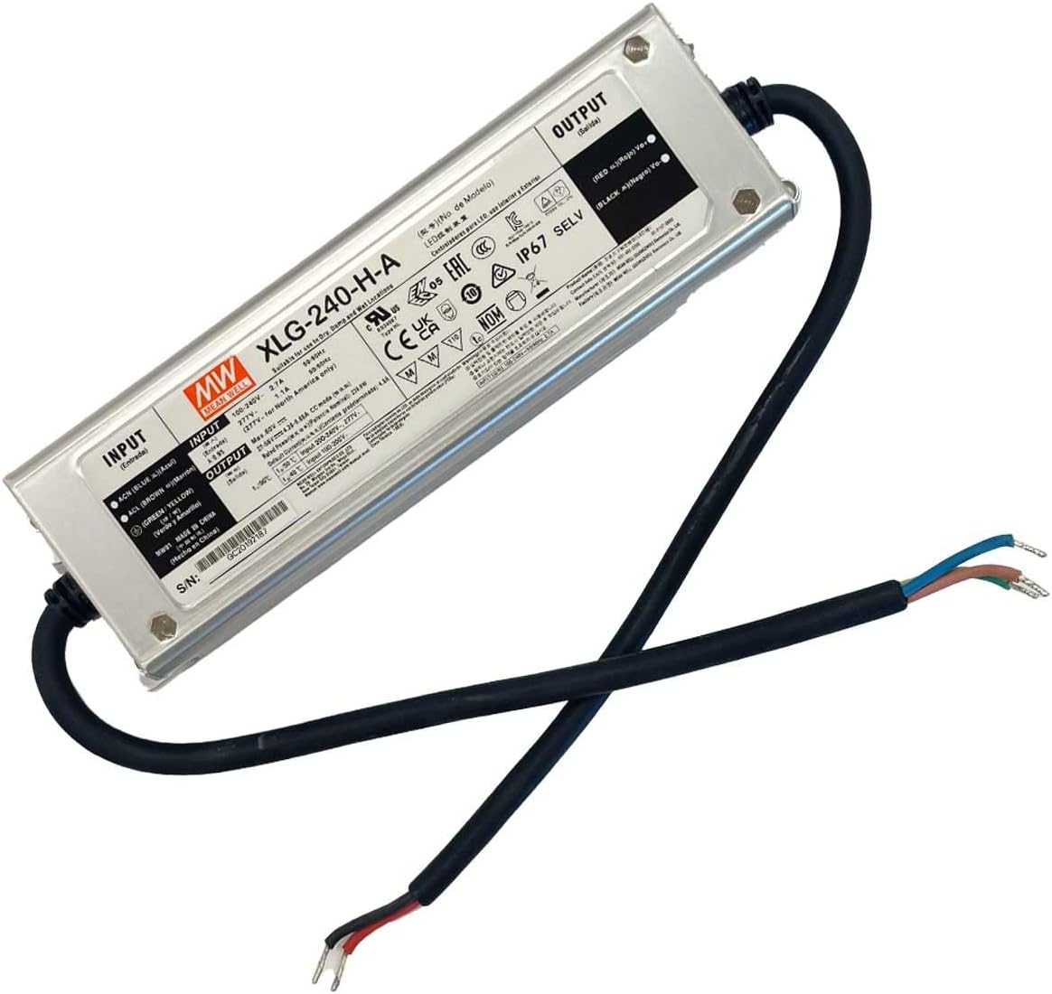 Driver LED Mean Well XLG-240-H-A 239,6 W 2200-6660 mA 27-56 V/DC omologato per mobili