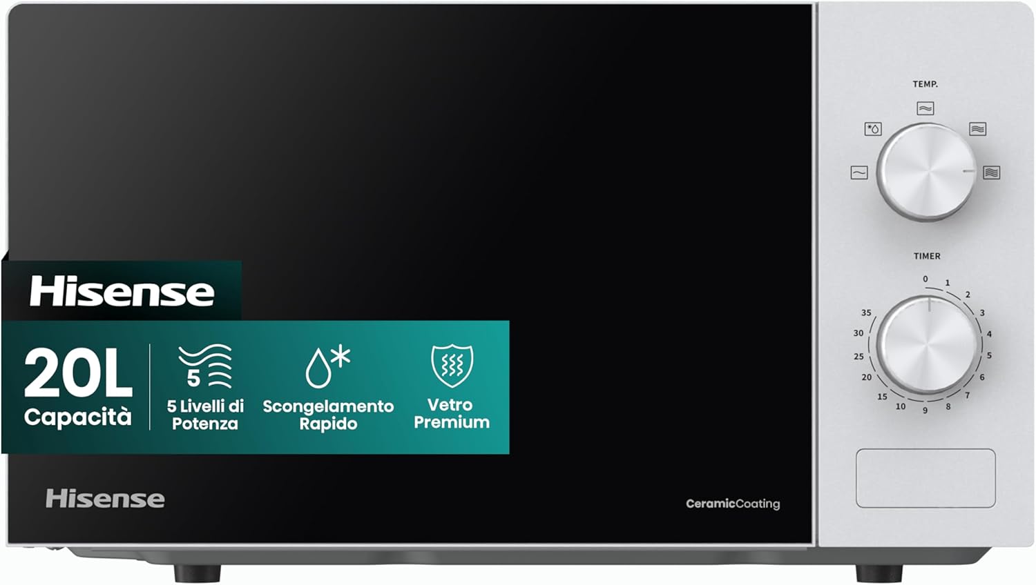 Hisense H20MOBP1 Microwave Oven, Black, 20 L