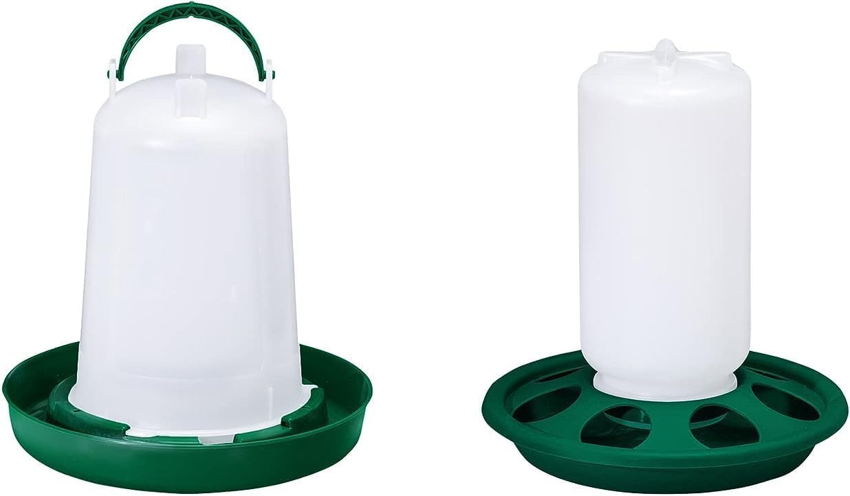 Mangiatoia per pulcini 1 Kg e Abbeveratoio per pulcini 1,5 L - in Plastica Trasparente Resistente – Piedini rimovibili - Mangiatoia per galline e Abbeveratoio per galline chiocce e quaglie