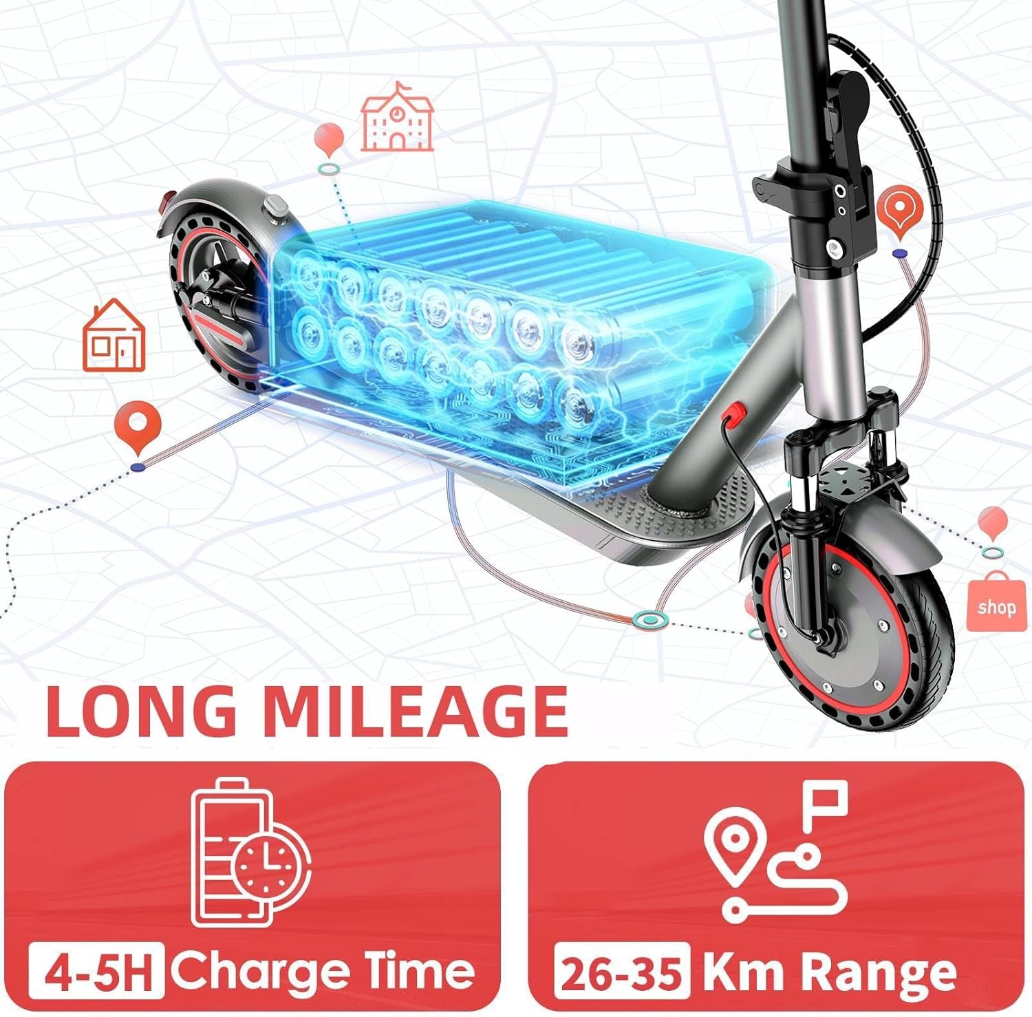 Monopattino Elettrico Adulto, Pneumatici da 8,5