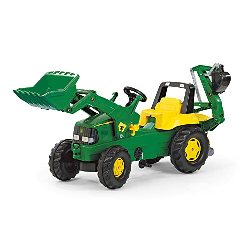 Rolly Toys Veicolo a Pedali Junior John Deere con Ruspa e Escavatore Posteriore, 811076 : Giochi e giocattoli