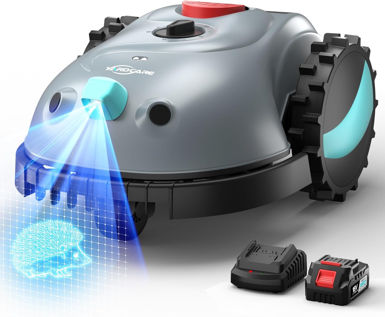 YARDCARE V100 Cordless Robot Lawn Mower with Visual Navigation, Detection of 150 Obstacles, Electric Robot Lawn Mower Up to 150 m2, Eelectric Robot Lawn Mower with Replacement Blades