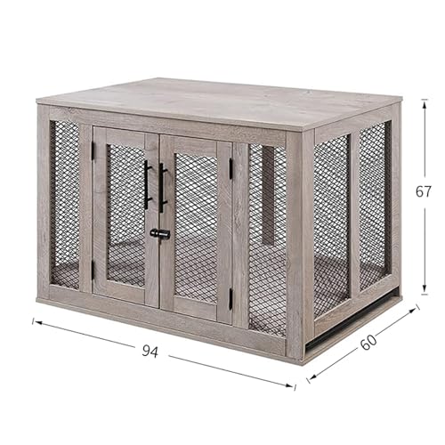 Gabbia per cane in Metallo Legno Mobile Kennel per Cani da Interno Kennel cane Medio Piccolo con Maniglia e Chiavistello Cuccia Moderna da Interno per Cani fino a 60 kg. (Size : 94x60x67cm) : Amazon.it: Prodotti per animali domestici