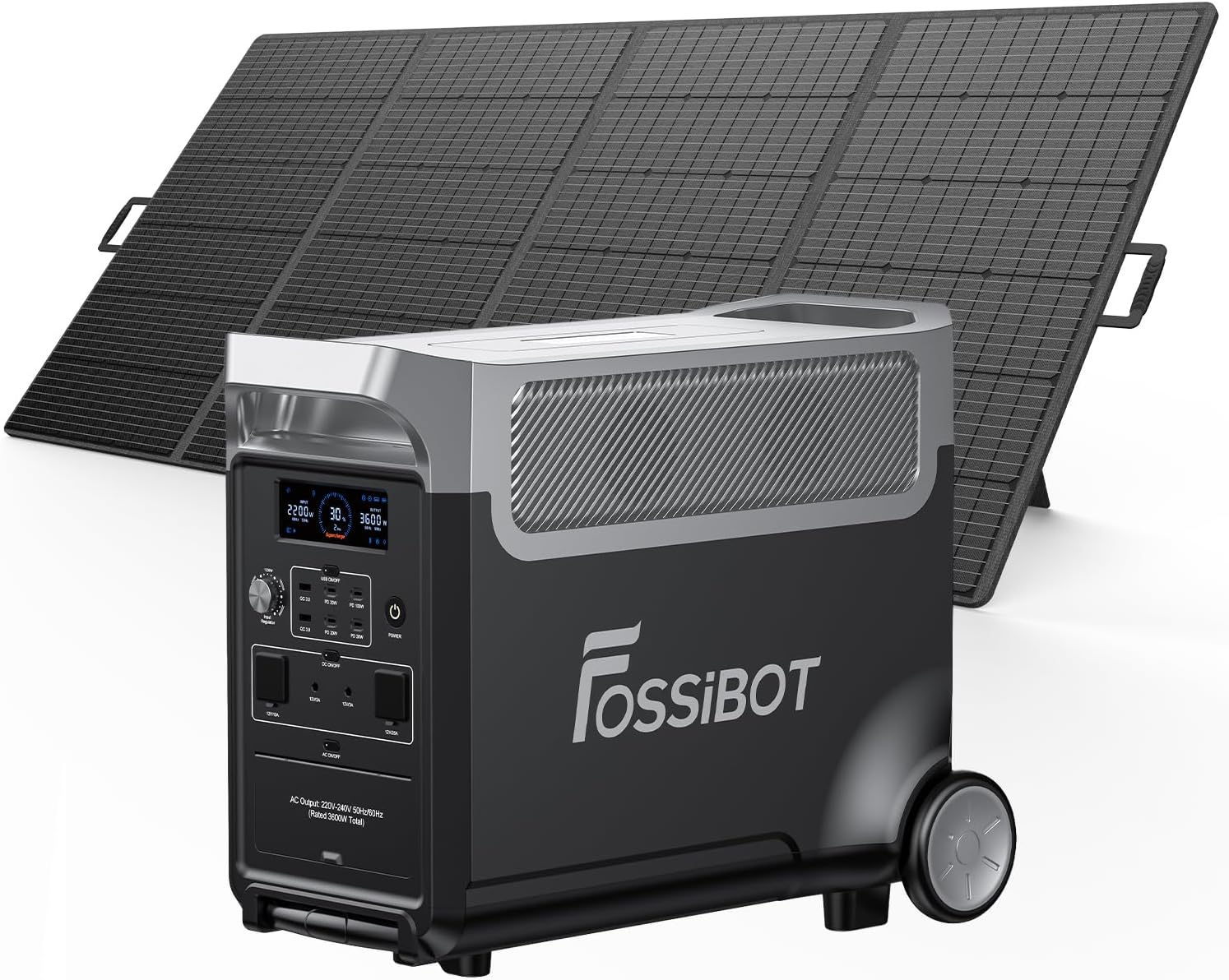 FOSSiBOT F3600 Pro Portable Power Station, 3840Wh LiFePO4 Battery, Expandable Up to 11.52kwh, 3600W AC Output, 2000W Solar Input, Power Station for Home, Camping, Travel
