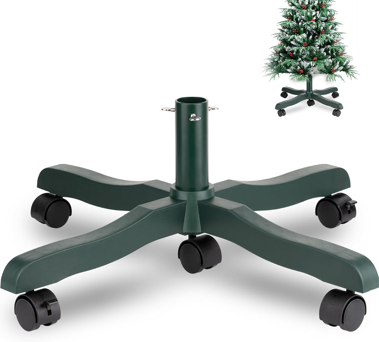 Base per Albero di Natale: Supporto base Piede Albero Natale Regolabile con Ruote Piedistallo Alzata Albero di Natale Finto Christmas Tree Stand Artificial - Fino a 2 m Diametro 1.8-3.5 cm Right Verde