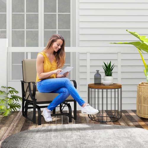 COSTWAY Sedia a Dondolo, Metallo, Marrone, 73 x 66,5 x 89 cm : Casa e cucina