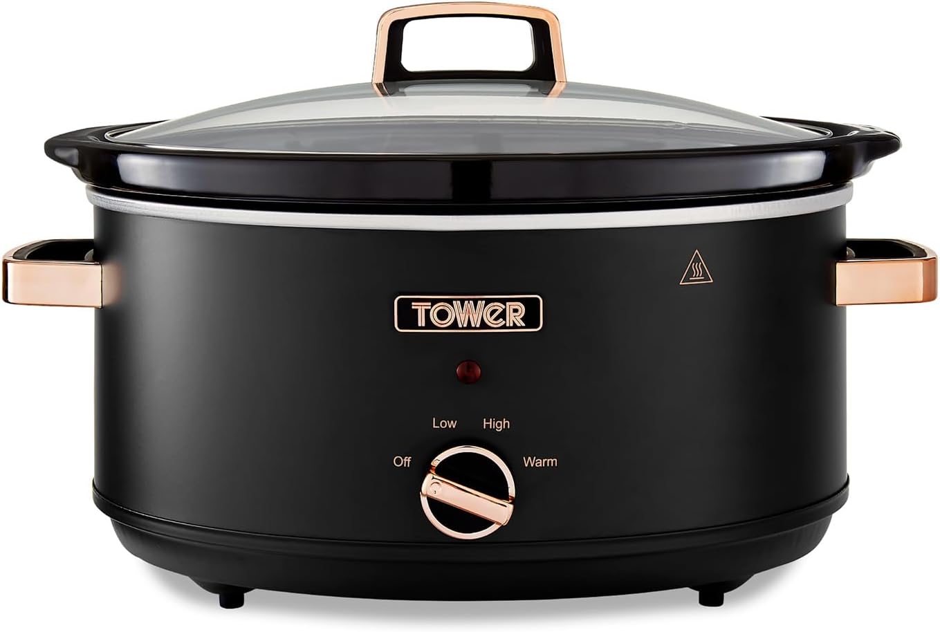 Tower T16043GRY Slow Cooker 6.5 Litre Easel with 3 Heat Settings, Cool Touch Handles, Kitchen Appliances, Grey and Rose Gold