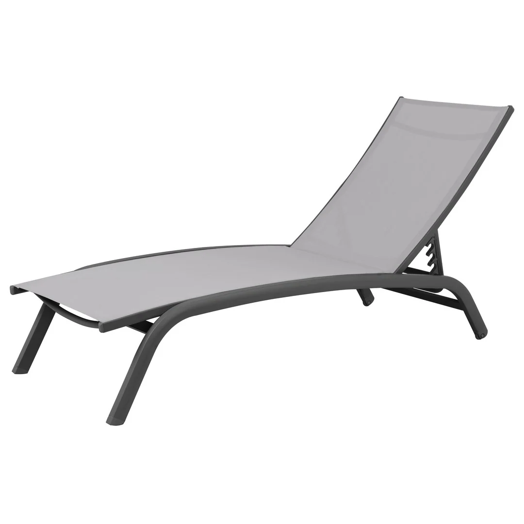 Ocean - Lettino prendisole con ruote in alluminio grigio antracite
