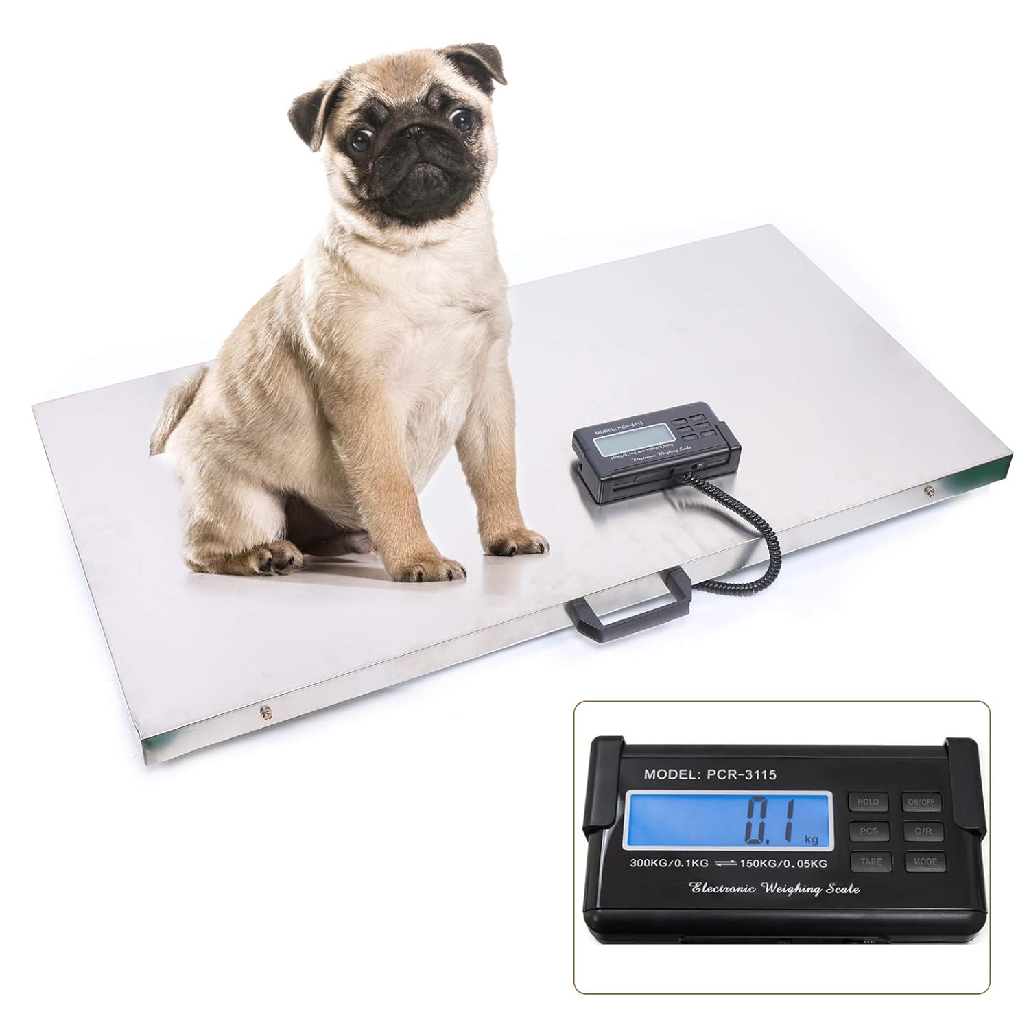 Electronic Veterinary Scales 103 x 53 cm Dog Scales Up to 300 kg Stainless Steel