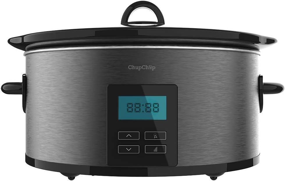 Cecotec Chup Slow Cooker 5.5 Litre Oval Ceramic Bucket, Glass Lid with Silicone Seal and Complete Recipe Book, Digital