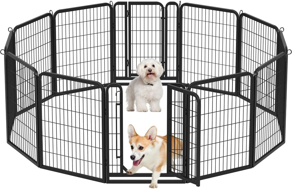 Yaheetech Iron Dog Fence for Dogs, 68 x 100 cm, for Indoor Outdoor Use, Black