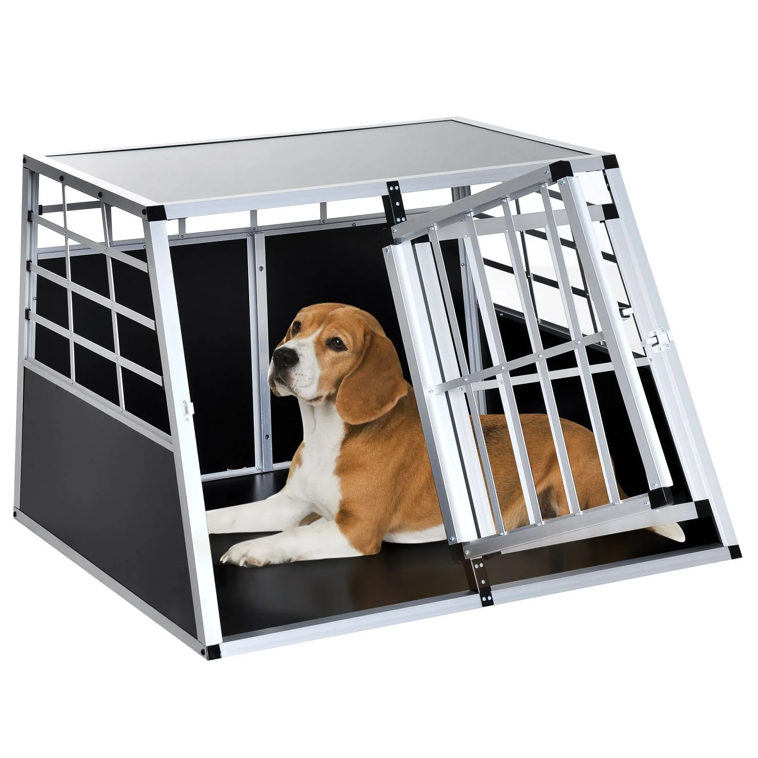 EASYCOMFORT Trasportino per Cane in Alluminio con Parete Mobile e Chiusura, 104x91x69cm