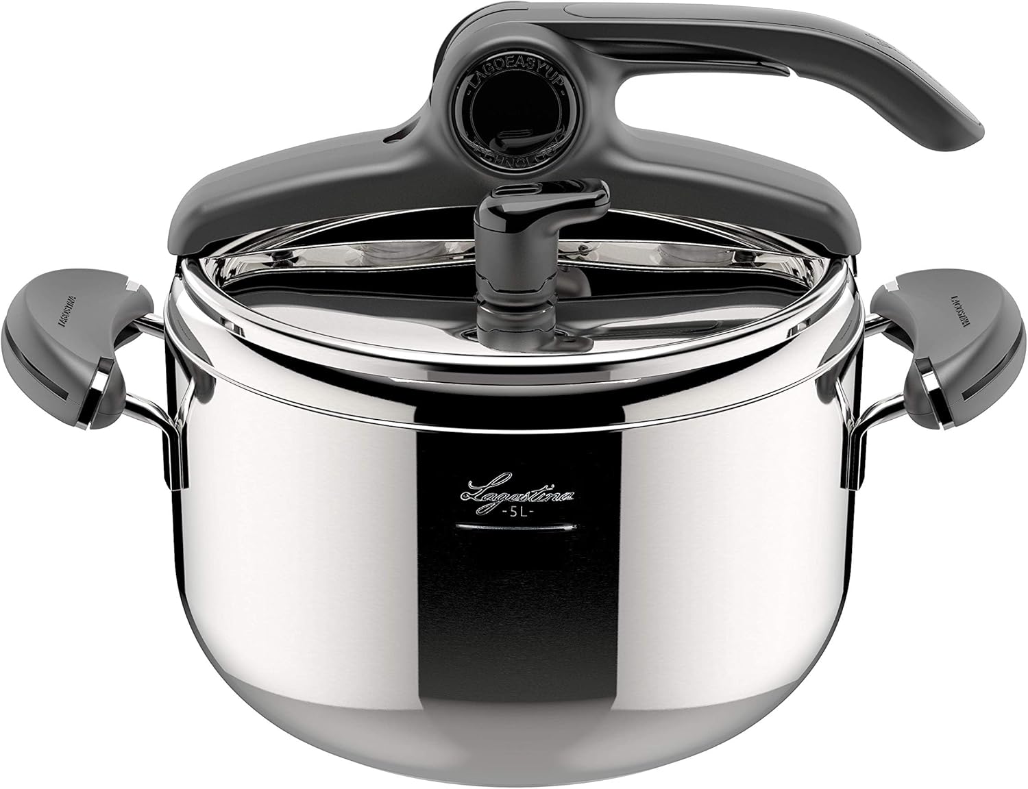 Lagostina Mia Pressure Cooker 5 L Stainless Steel 18/10 Ø 22 cm, Induction and Gas Pot, Lid with Easy Opening, Three-Layer Base, Dishwasher Safe