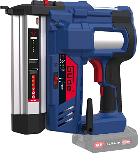 Güde Morsetto a batteria e chiodatrice KN 18 0 (18 V, spessore penna: 1 mm, lunghezza massima del chiodo: 50 mm, colpi/minuto: 80 pezzi, display caricatore, luce LED, Softgrip e clip per cintura, : Amazon.it: Fai da te