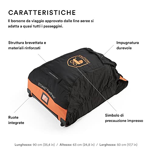 Stokke PramPack, Nero e arancione   Protegge il passeggino durante i viaggi   Leggero   Si ripone arrotolato per un minimo ingombro   Si adatta a quasi tutti i passeggini sul mercato : Prima infanzia