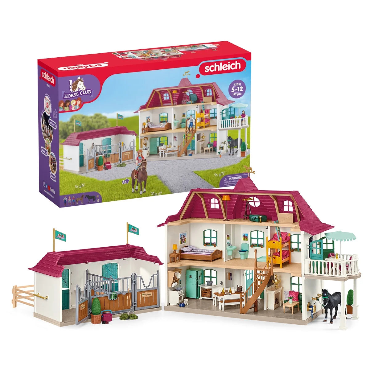 2025 Schleich - Club del cavallo: Casa di campagna e scuderia con accessori, 192 pezzi