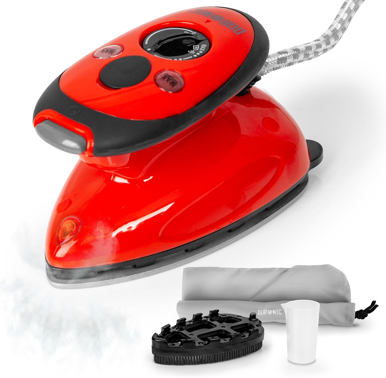 Duronic SI2 We Mini Iron | Travel Steam Iron 375 W | 50ml Tank | Portable Steamer with Brush and Travel Bag | Steam Iron for Sewing, Quilting | White