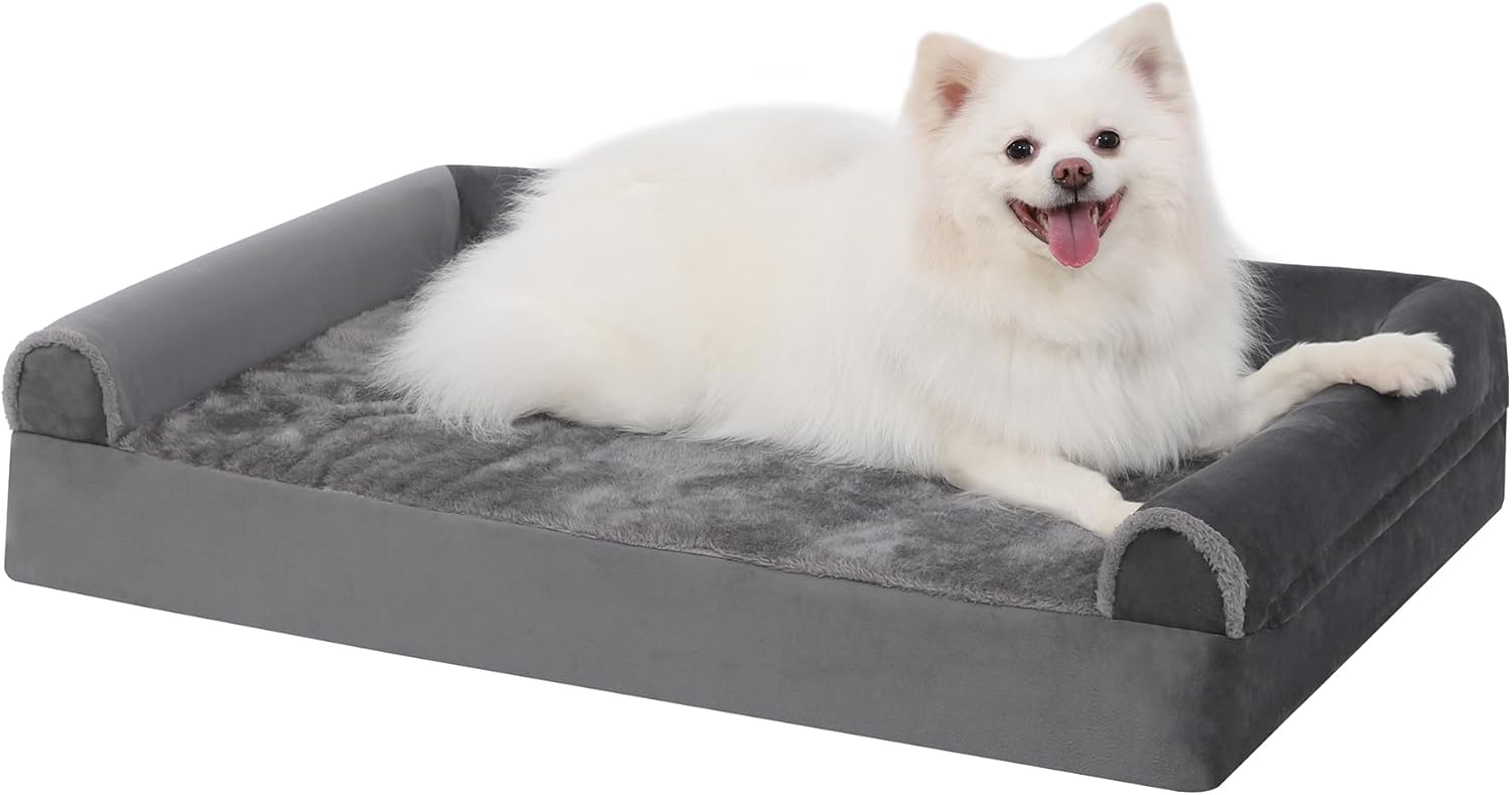 KSIIA Cuccia per Cane Interno Taglia Grande 105x70x18cm, Letto Sfoderabile e Lavabile, Divano XL Grigio
